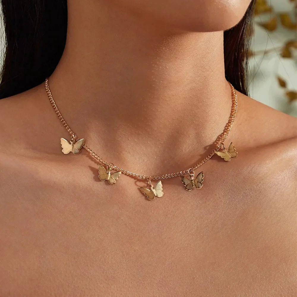 Trendy Butterfly Simple Single Layer Necklace - Image 2