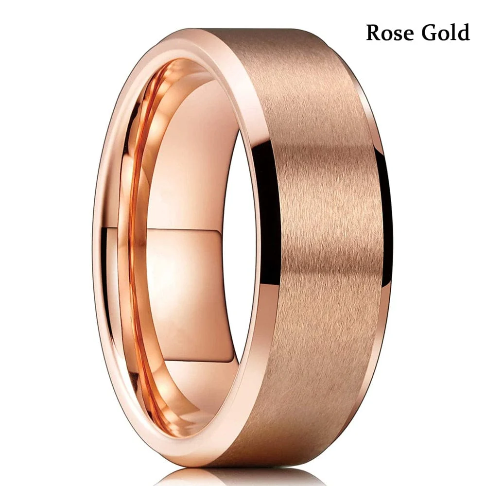 Tungsten Carbide 8MM Gold/Silver Band Ring Comfort Fit - Image 3