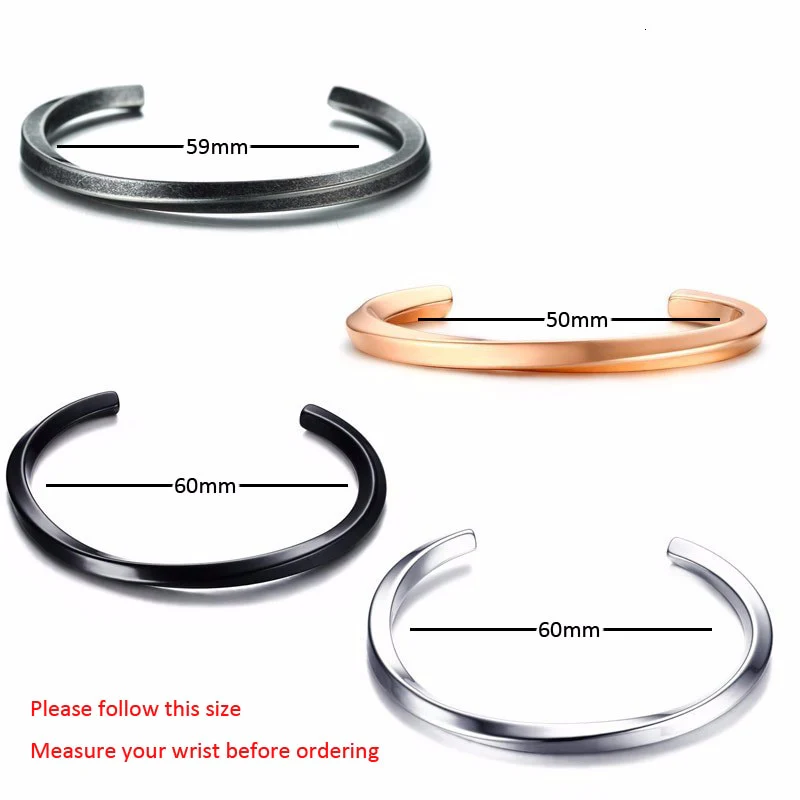 Twisted Unisize Men's Minimalist Bangle - Image 15