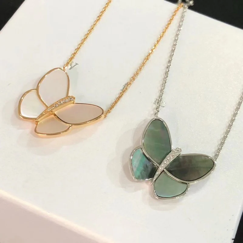 Vanity Butterfly Necklace - 925 sterling silver & Mother of Pearl - High Quality Dupe - Image 3