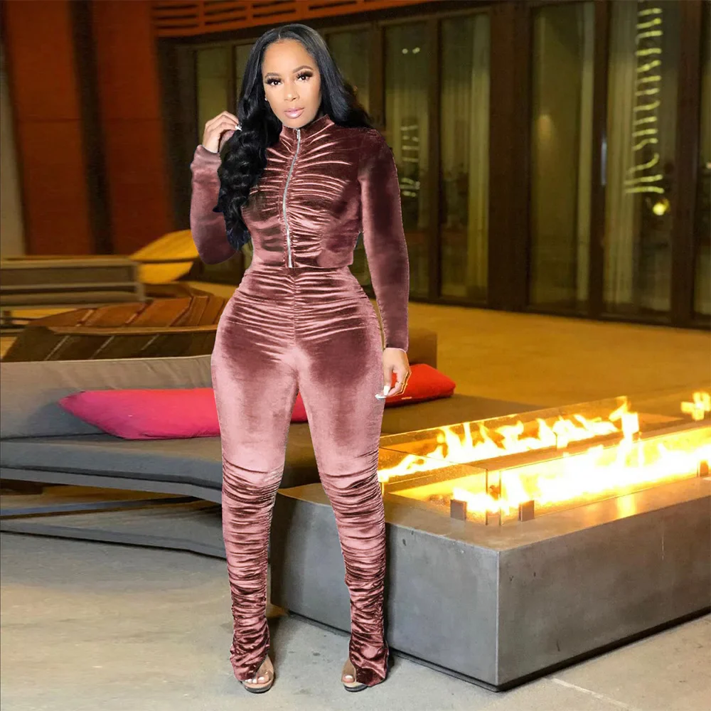 Velvet Stacked Zipper Tracksuit - Image 10