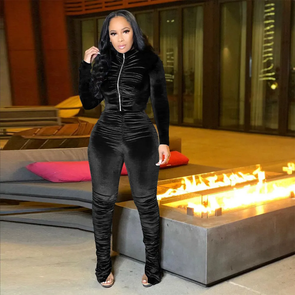 Velvet Stacked Zipper Tracksuit - Image 17