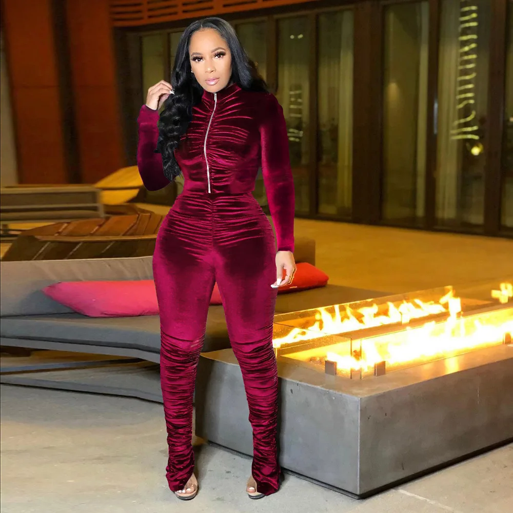 Velvet Stacked Zipper Tracksuit - Image 18