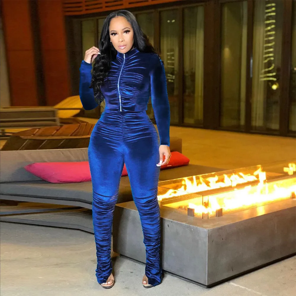 Velvet Stacked Zipper Tracksuit - Image 20