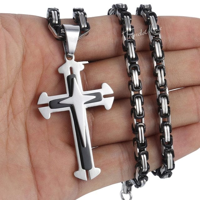 Vintage Cross Byzantine Pendant Necklace - Image 2