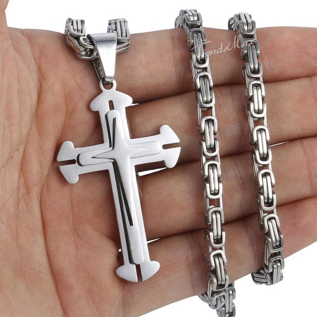Vintage Cross Byzantine Pendant Necklace - Image 3
