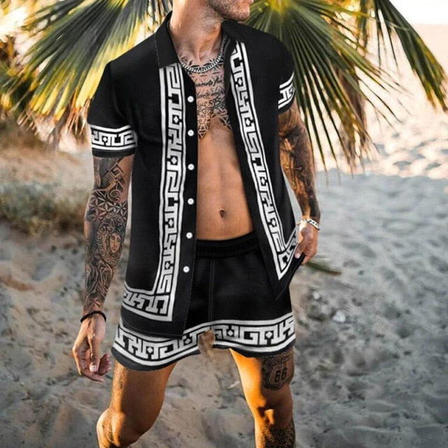Vintage Printed Shirt + Shorts Set - Image 11