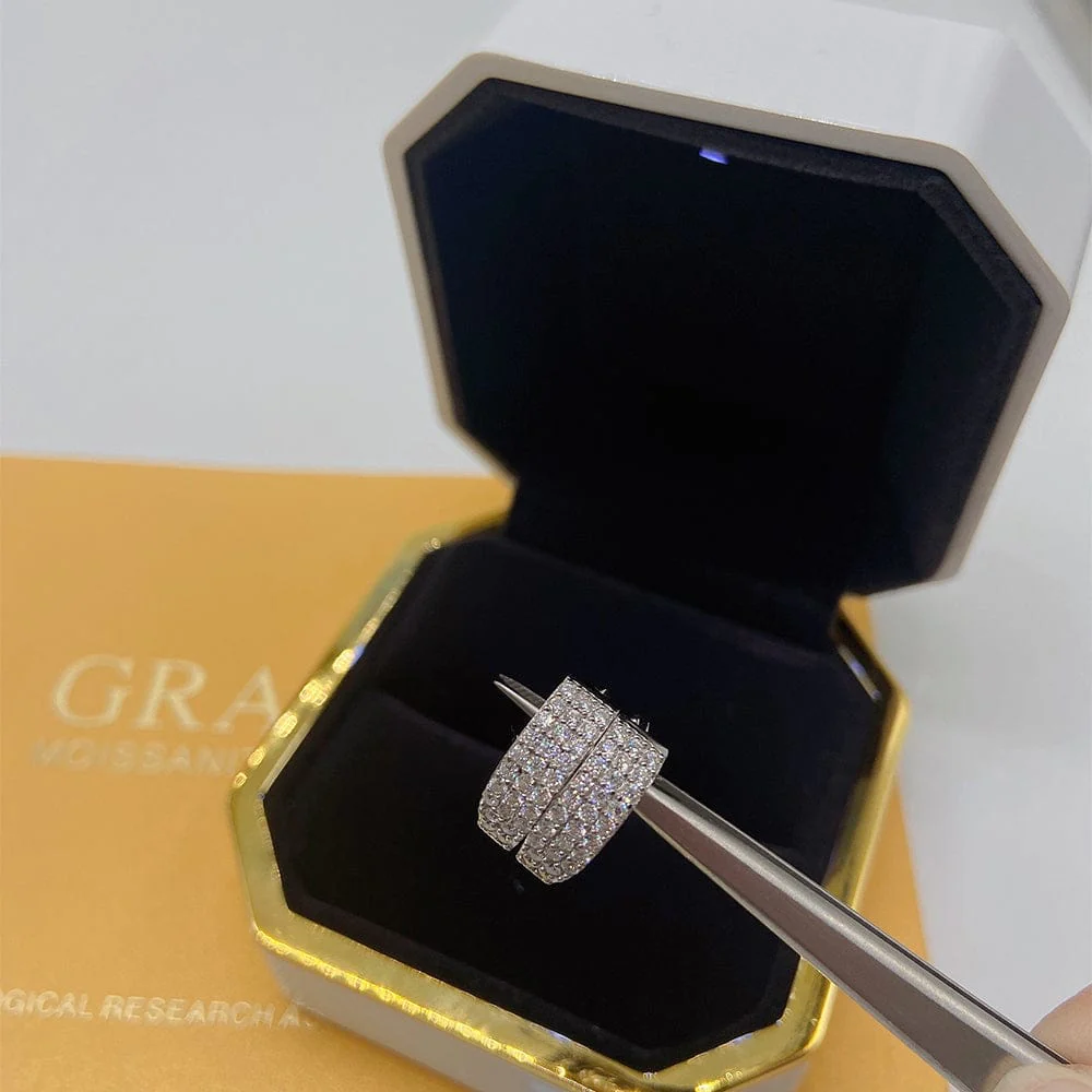 VVS Classic Round 925 Silver Moissanite Iced Earrings - Image 6