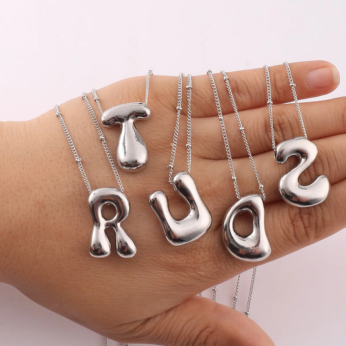 VVS Jewelry™ Chubby Bubble Initial Letter Necklace - Image 11