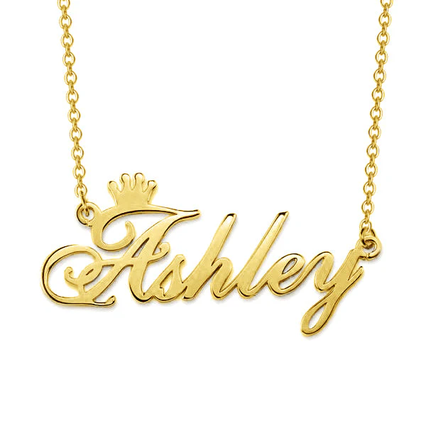 VVS Jewelry 14K Gold Custom Crown Name Necklace - Image 2