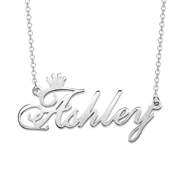 VVS Jewelry 14K Gold Custom Crown Name Necklace - Image 3
