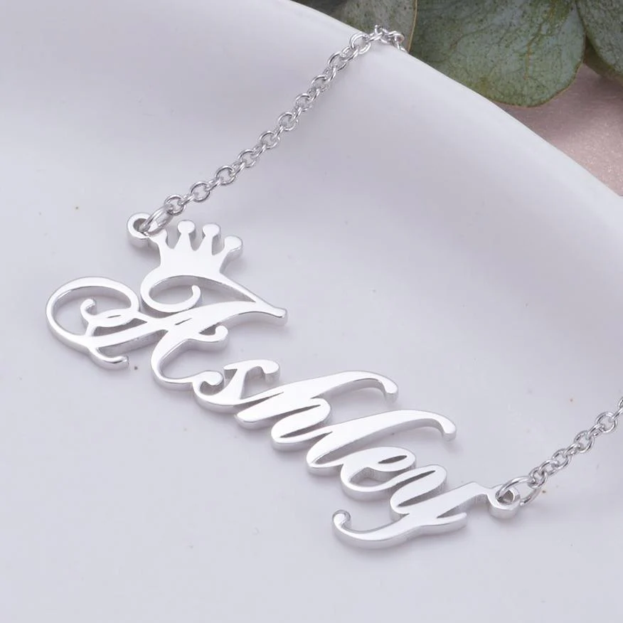VVS Jewelry 14K Gold Custom Crown Name Necklace - Image 6