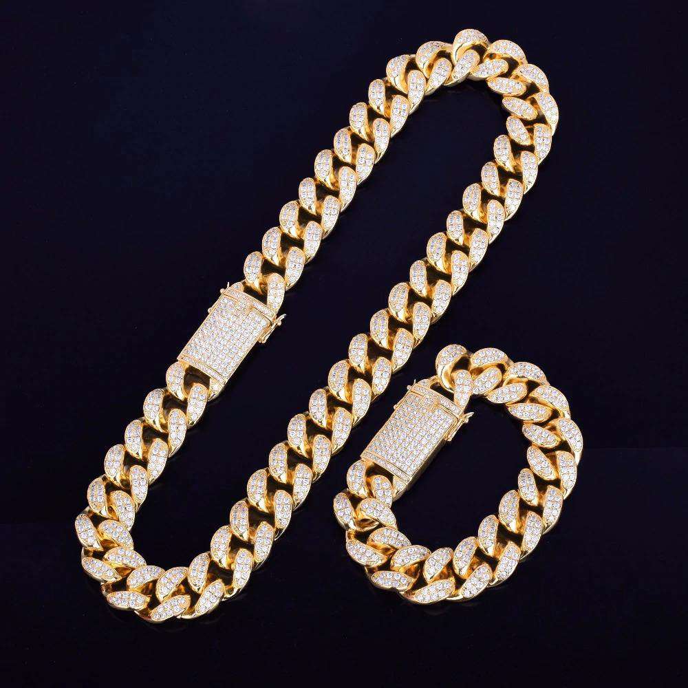18k Gold/Silver Cuban Link Chain Set – Iced Out Necklace & FREE Bracelet - Image 15