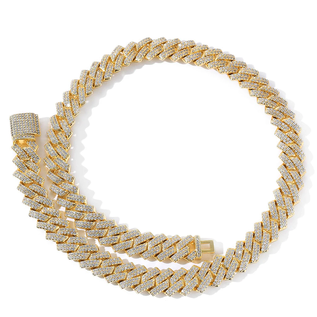 Diamond - Gold 14MM S-Link Diamond Prong Cuban Chain - Image 19