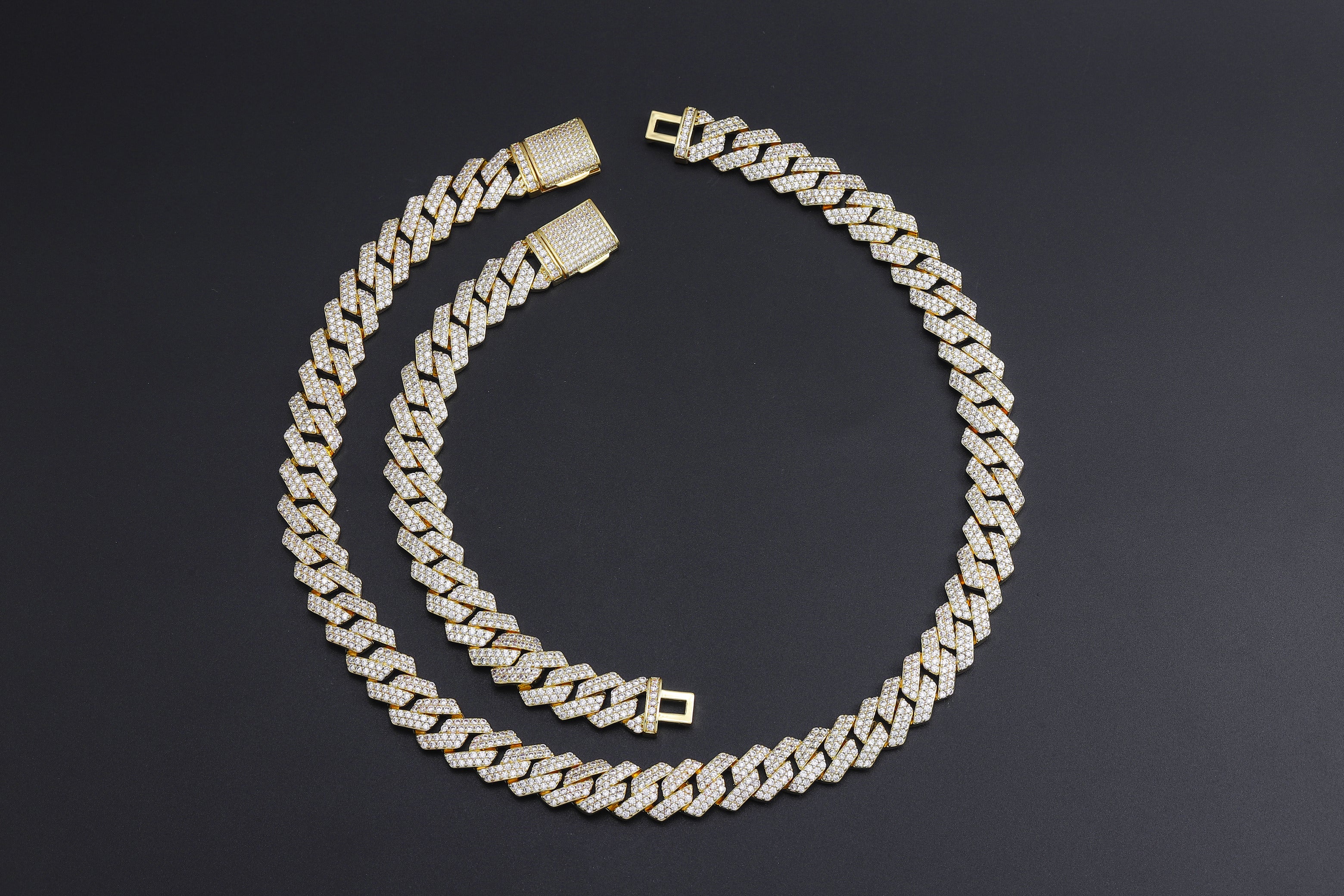 Diamond - Gold 14MM S-Link Diamond Prong Cuban Chain - Image 9