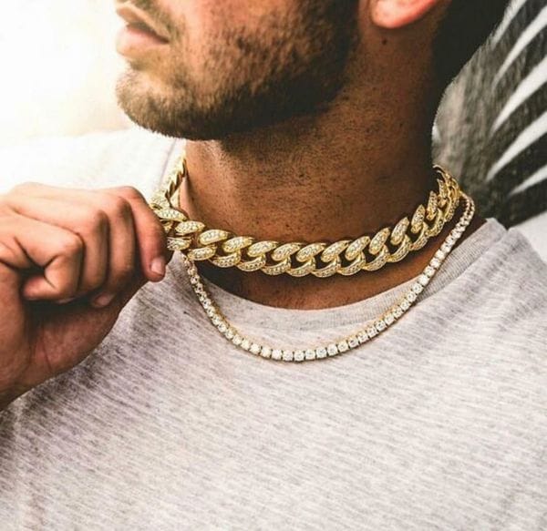 VVS Jewelry 18K Gold Prong Cuban Chain + Tennis Chain Bundle - Image 6