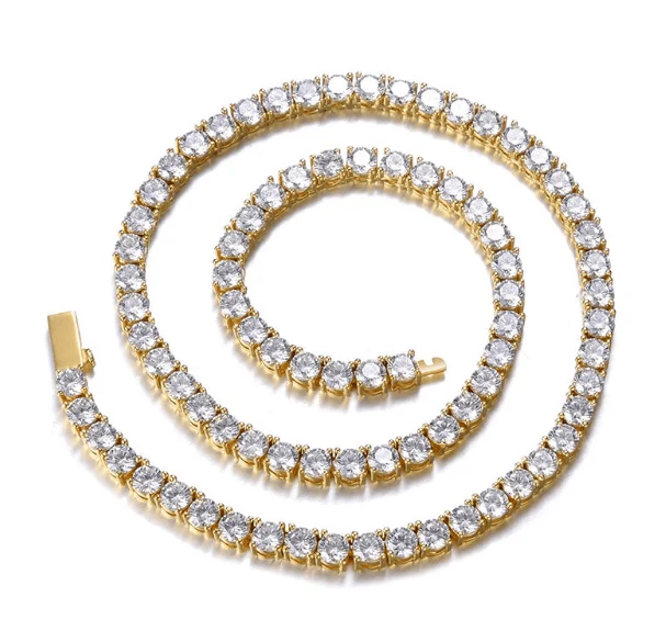 VVS Jewelry 18K Gold Prong Cuban Chain + Tennis Chain Bundle - Image 9