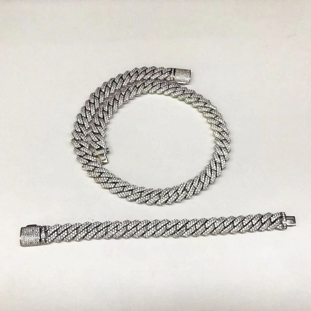 14mm Diamond Prong Cuban Chain + FREE Diamond Prong Cuban Bracelet - Image 14