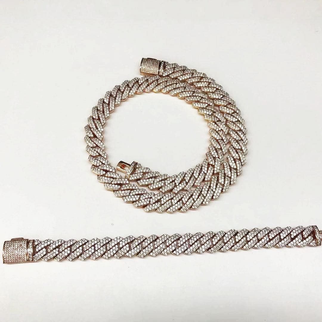 14mm Diamond Prong Cuban Chain + FREE Diamond Prong Cuban Bracelet - Image 15