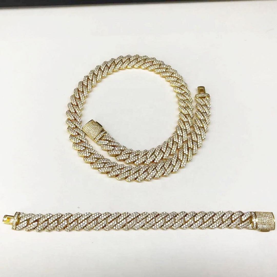 14mm Diamond Prong Cuban Chain + FREE Diamond Prong Cuban Bracelet - Image 18