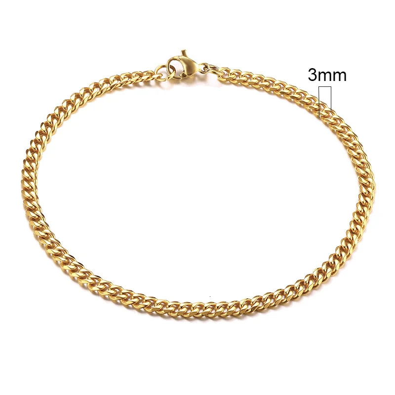 VVS Jewelry 3mm Men's Minimal Curb Cuban Bracelet - Image 3