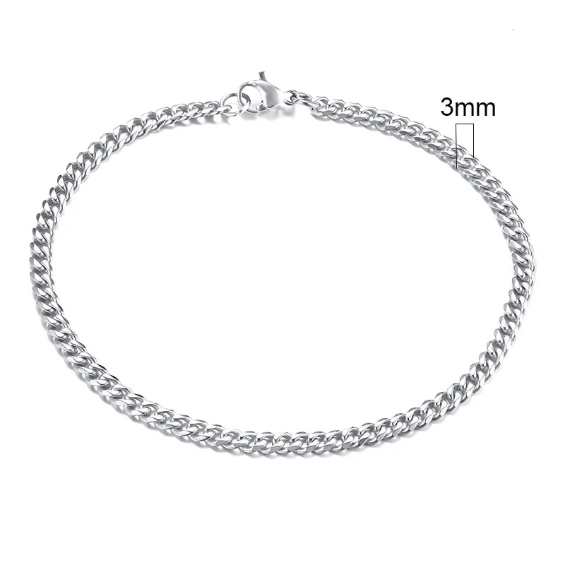 VVS Jewelry 3mm Men's Minimal Curb Cuban Bracelet - Image 5