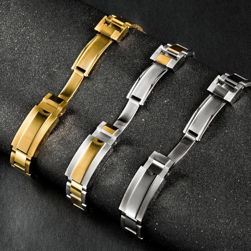 VVS Jewelry Rollie Style Iced Gem Dial Two-Tone Watch - Image 10