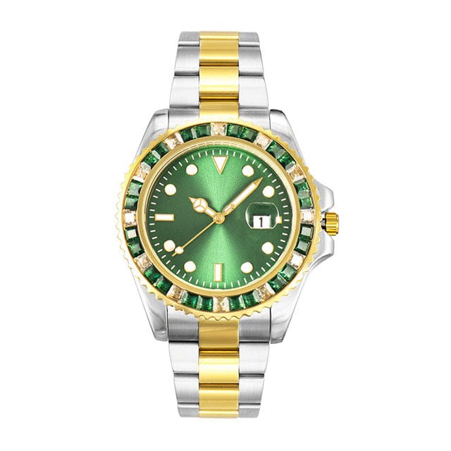 VVS Jewelry Rollie Style Iced Gem Dial Two-Tone Watch - Image 8