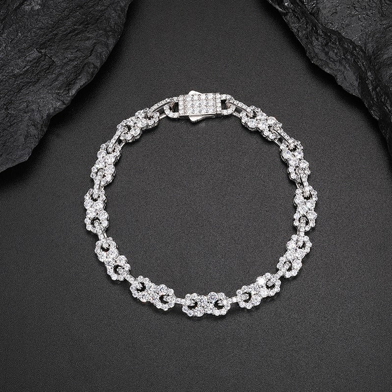 VVS Jewelry 925 Sterling Silver Iced Out Moissanite Infinity Link Bracelet - Image 2
