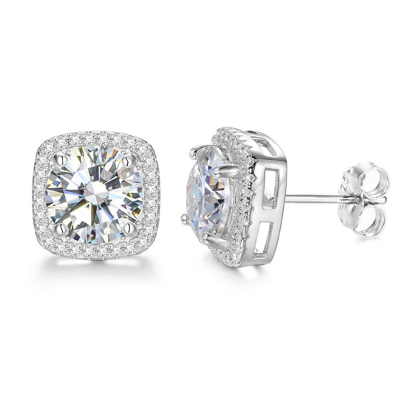 VVS Jewelry 925 Sterling Silver Moissanite Square Earrings - Image 2