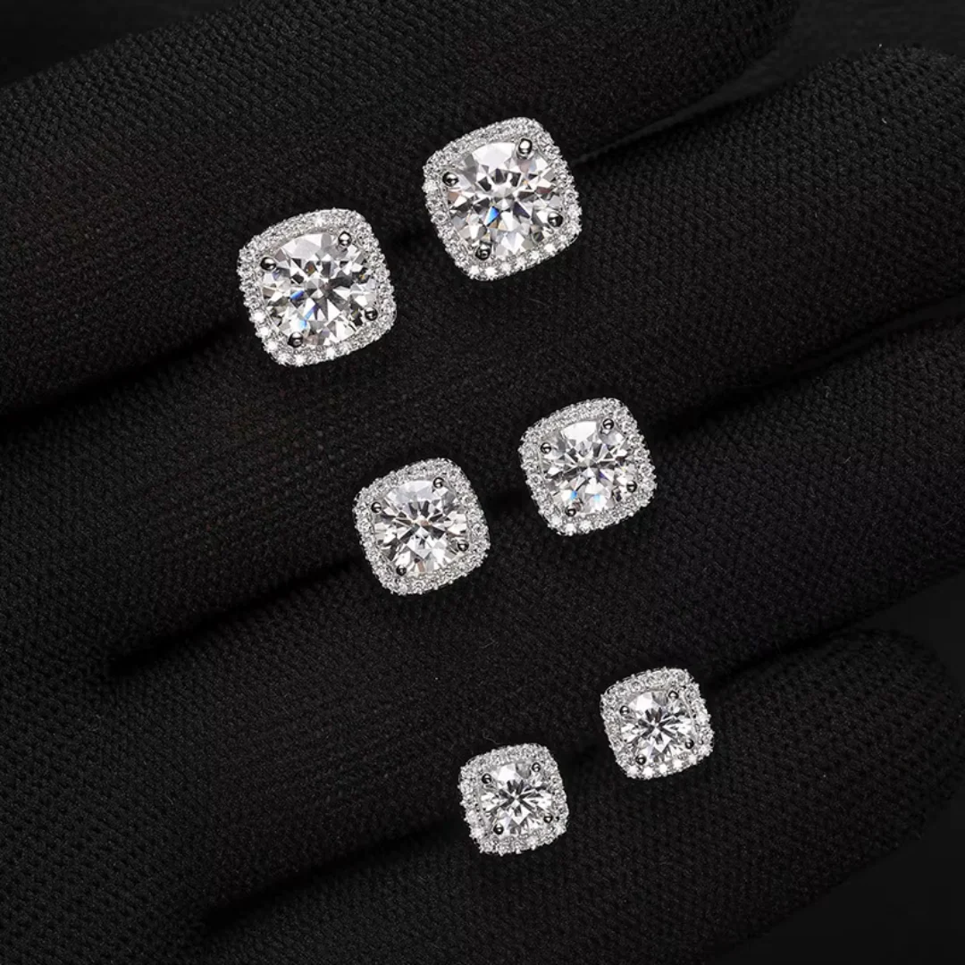 VVS Jewelry 925 Sterling Silver Moissanite Square Earrings - Image 3