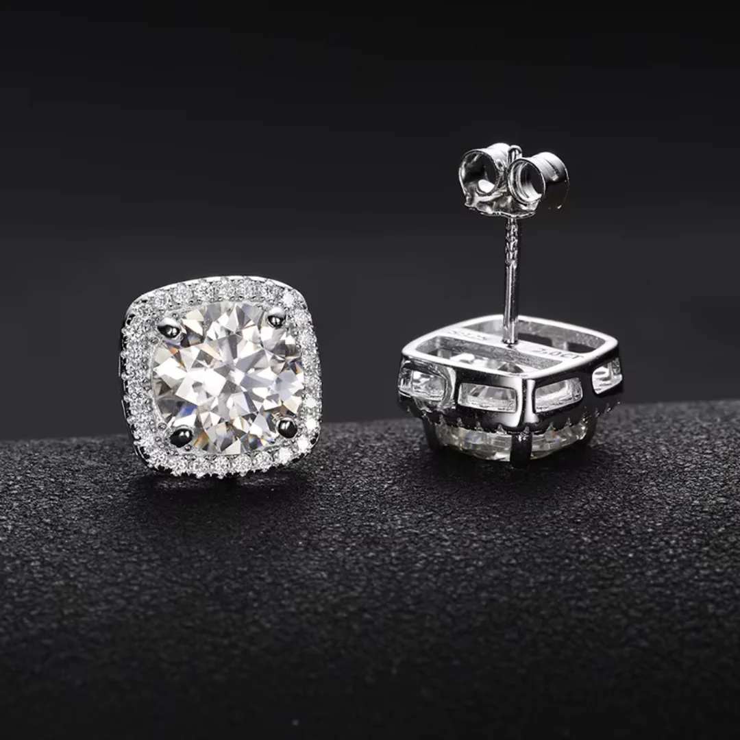 VVS Jewelry 925 Sterling Silver Moissanite Square Earrings - Image 4
