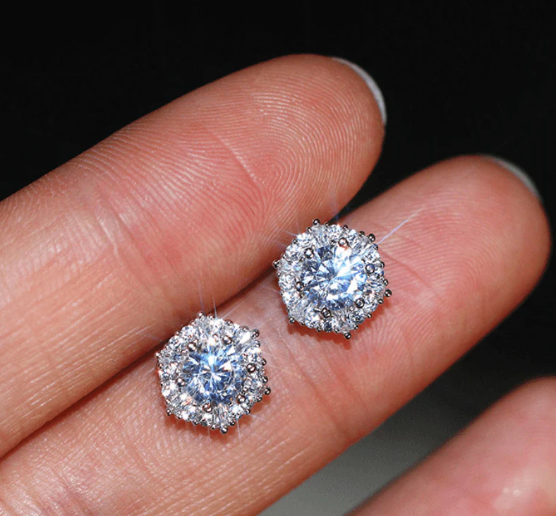 VVS Jewelry Classic Silver Stud Earrings - Image 3