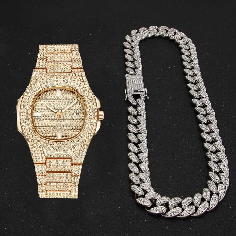 VVS Jewelry Cuban Chain & Cuban Bracelet + Free OG Bust Down Watch - Image 10