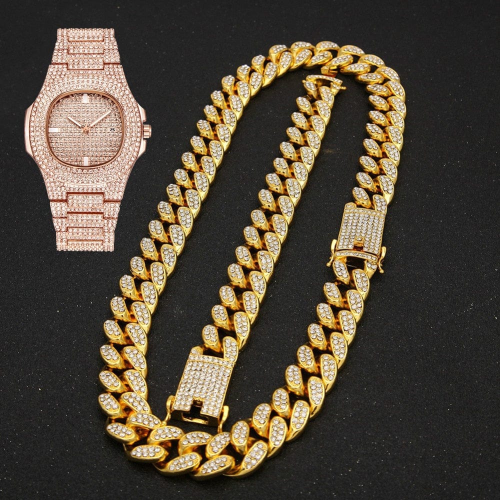 VVS Jewelry Cuban Chain & Cuban Bracelet + Free OG Bust Down Watch - Image 7