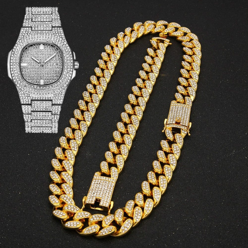 VVS Jewelry Cuban Chain & Cuban Bracelet + Free OG Bust Down Watch - Image 9