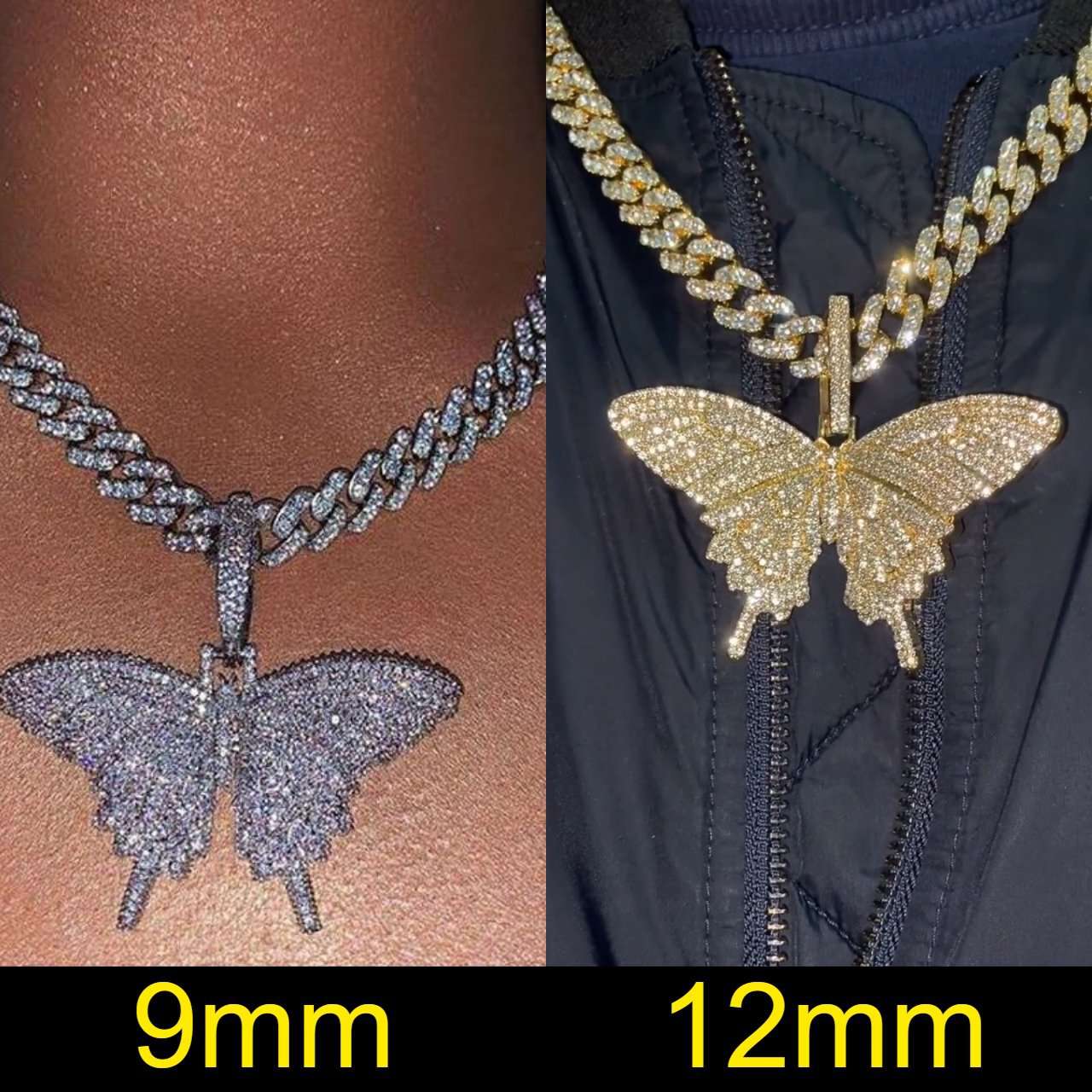 VVS Jewelry Cuban Link Butterfly Choker + FREE Tennis Choker - Image 5