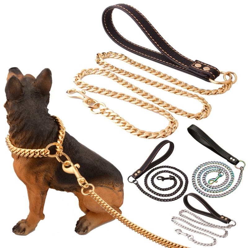 VVS Jewelry Cuban Link Gold Dog Leash - Image 10