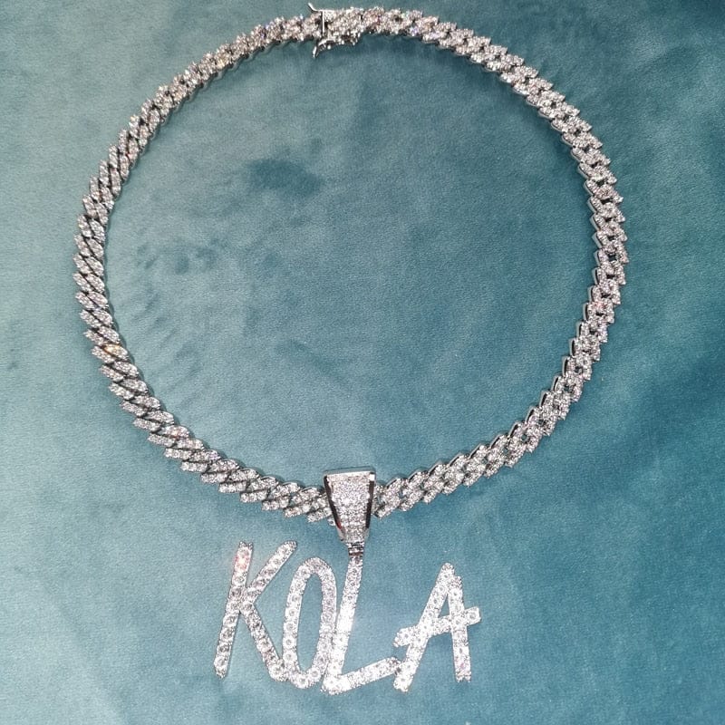 VVS Jewelry 9MM Custom Cuban Name Sharp Cursive Pendant Necklace - Image 7