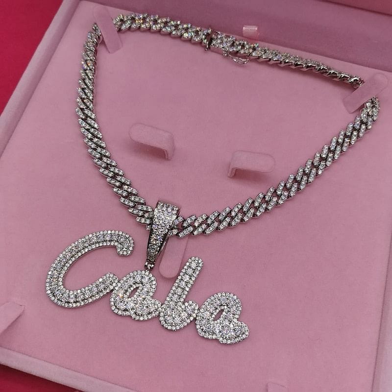VVS Jewelry Custom Cursive Cuban Letter Pendant - Image 3