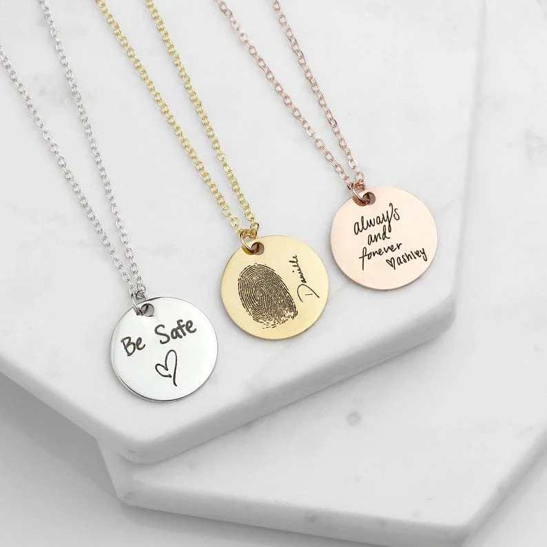 Custom Fingerprint or Handwriting Photo Pendant Necklace - Image 20