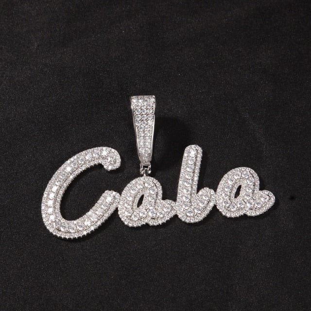 VVS Jewelry Custom Name Brush Cursive Baguette Pendant and Chain - Image 10