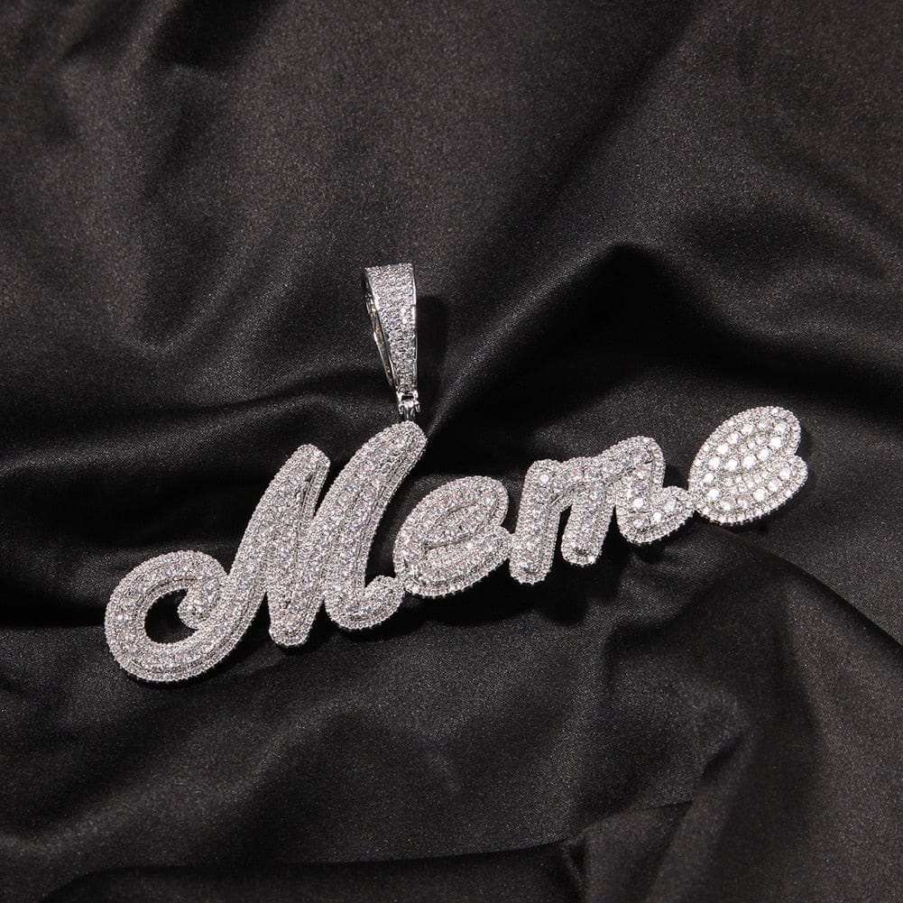 VVS Jewelry Custom Name Brush Cursive Baguette Pendant and Chain - Image 14