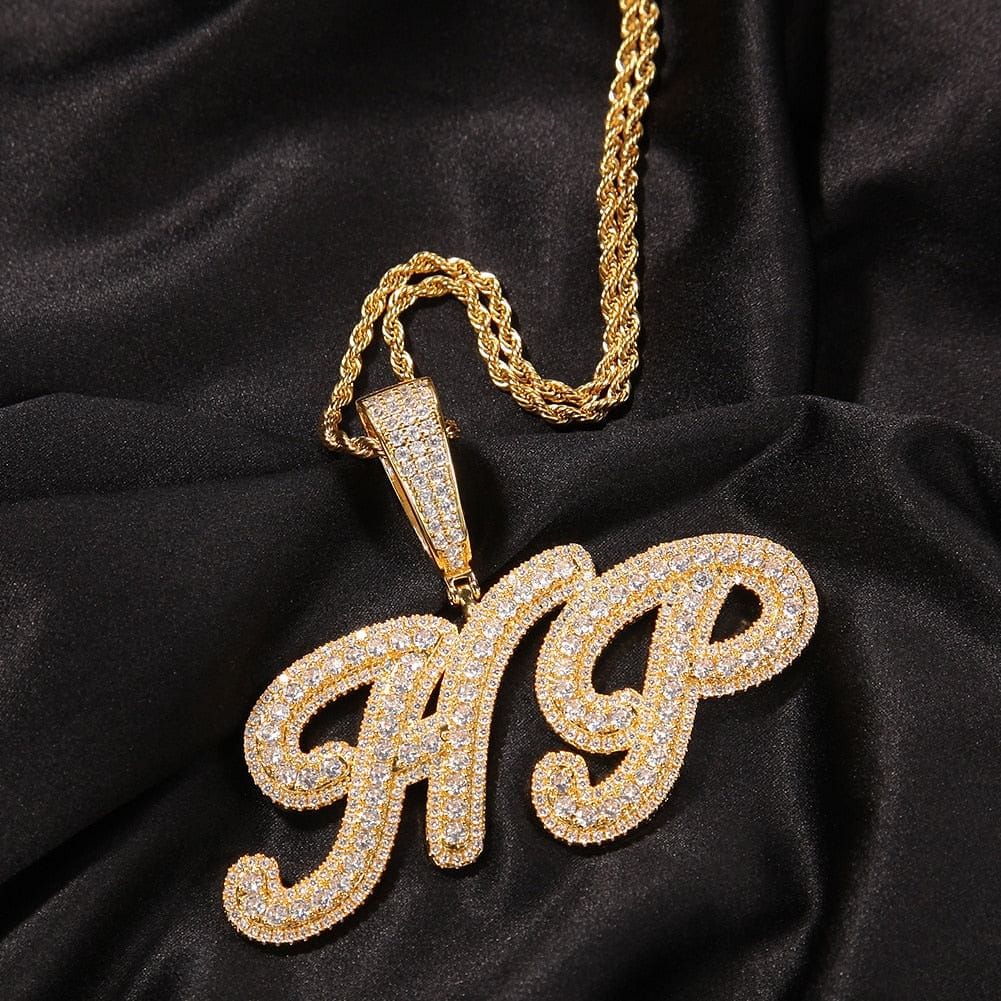 VVS Jewelry Custom Name Brush Cursive Baguette Pendant and Chain - Image 8
