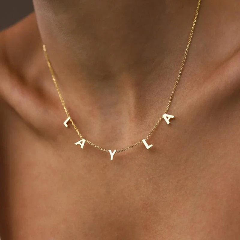 VVS Jewelry 18k Gold Custom Name Clavicle Necklace