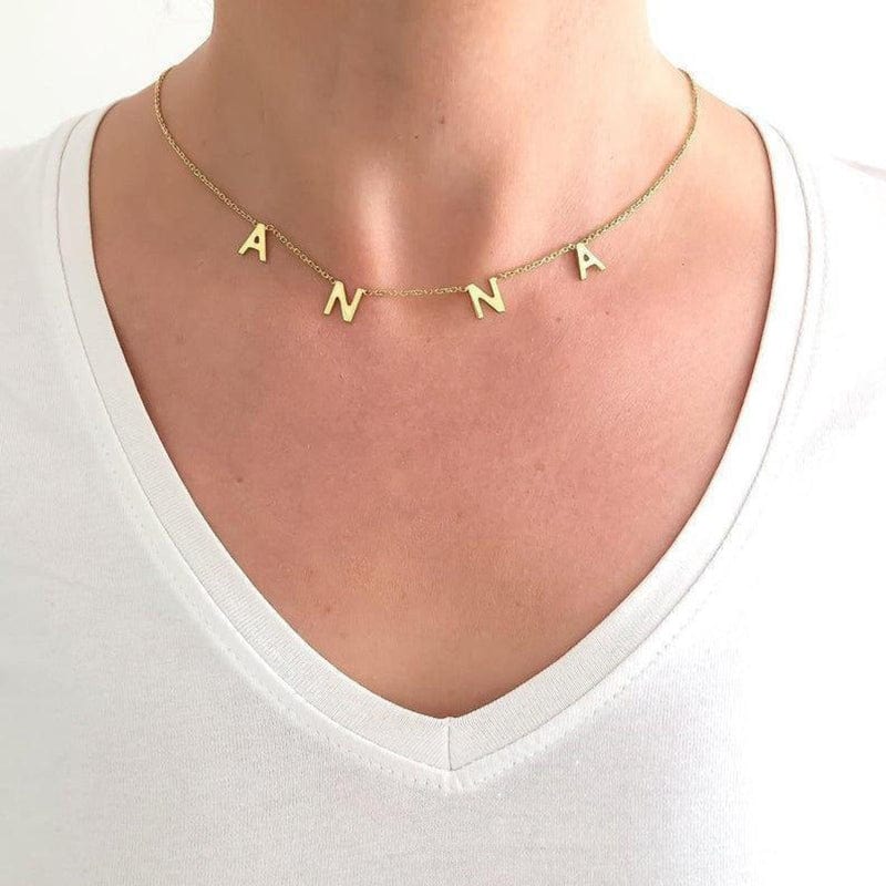 VVS Jewelry 18k Gold Custom Name Clavicle Necklace - Image 10