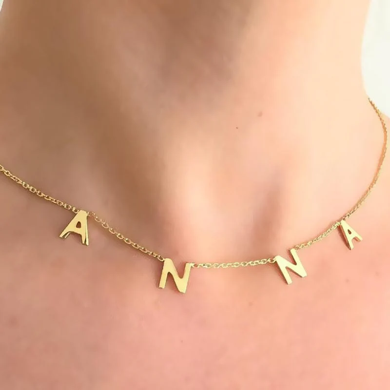 VVS Jewelry 18k Gold Custom Name Clavicle Necklace - Image 11