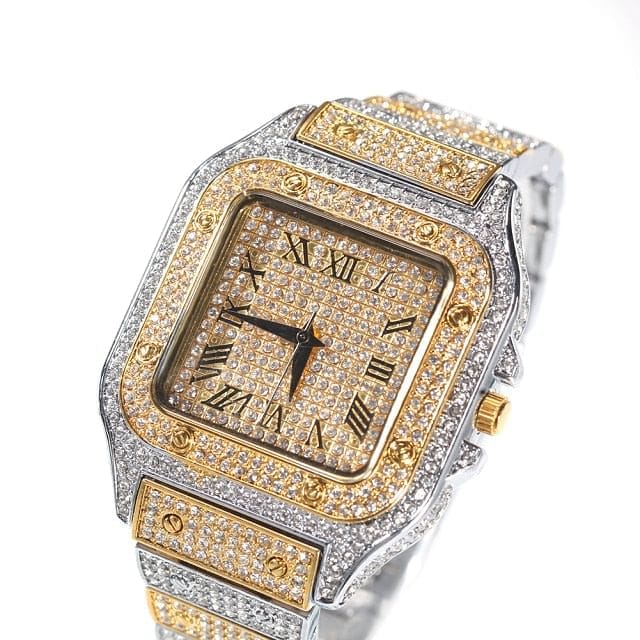 Fully Iced Square Stainless Steel Roman Watch - Image 4