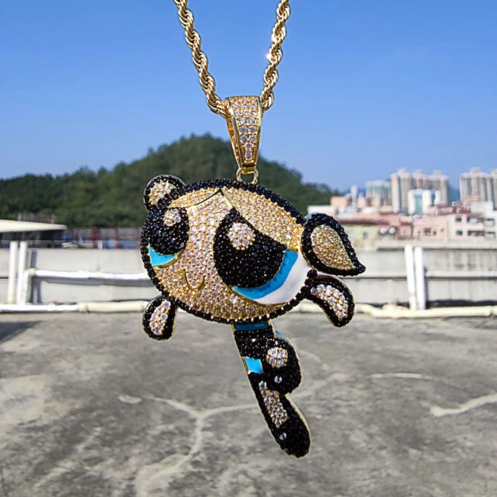 VVS Jewelry Fully Blinged Power Puff Girls Pendant Chain - Image 5
