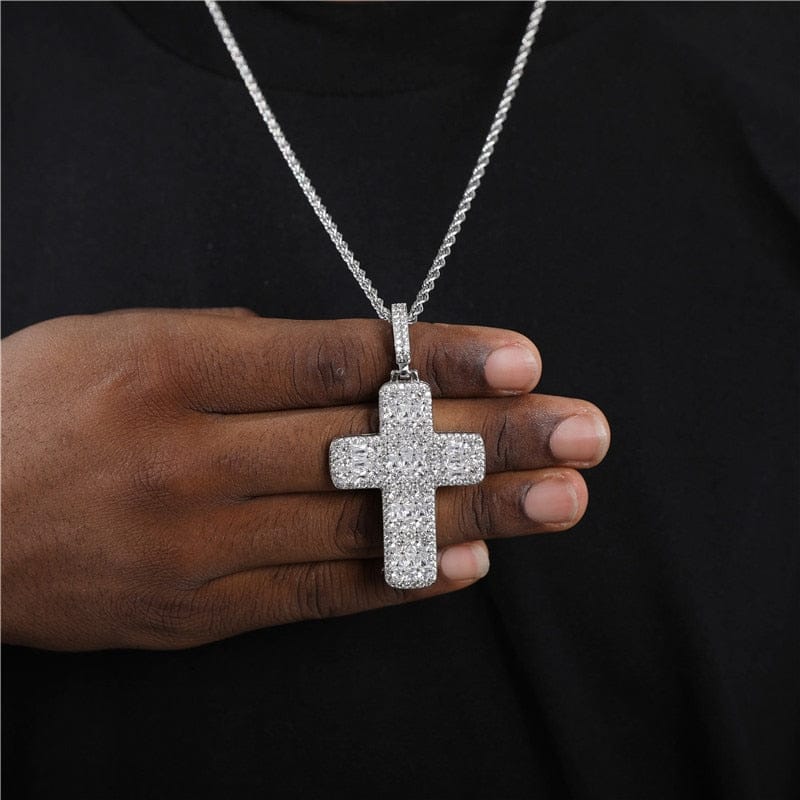 VVS Jewelry Fully Iced Ascher Cut Cross Pendant - Image 3